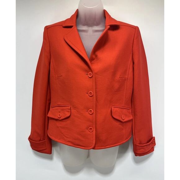 J Crew Woman's Sz M Burnt Orange Wool 4 Button Lined Blazer Jacket - Picture 1 of 6